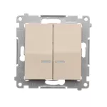 Simon 54 WMDL-551x2x-041 Łącznik świecznikowy z podświetleniem LED i do wersji IP44 (moduł) 16AX, 250V~, zaciski śrubowe; kremowy Posiada wkładkę DU1W