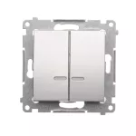 Simon 54 WMDL-551x2x-043 Łącznik świecznikowy z podświetleniem LED i do wersji IP44 (moduł) 16AX, 250V~, zaciski śrubowe; srebrny mat Posiada wkładkę DU1W