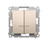 Simon 54 WMDL-551x2x-044 Łącznik świecznikowy z podświetleniem LED i do wersji IP44 (moduł) 16AX, 250V~, zaciski śrubowe; złoty mat Posiada wkładkę DU1W