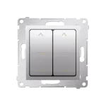 Simon 54 WMDL-042xx2-043 Łącznik roletowy podwójny (moduł) 10A, 250V~, szybkozłącza. W komplecie z pierścieniem dekoracyjnym; srebrny mat