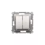 Simon 54 WMDL-042xx2-043 Łącznik roletowy podwójny (moduł) 10A, 250V~, szybkozłącza. W komplecie z pierścieniem dekoracyjnym; srebrny mat