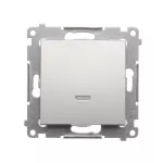 Simon 54 WMDL-0P1xxx-043 Przycisk pojedynczy zwierny z podświetleniem LED bez piktogramu (moduł) 10AX, 250V~, szybkozłącza; srebrny mat