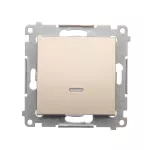 Simon 54 WMDL-0P1xxx-044 Przycisk pojedynczy zwierny z podświetleniem LED bez piktogramu (moduł) 10AX, 250V~, szybkozłącza; złoty mat