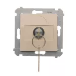 Simon 54 WMDL-0K01xx-041 Łącznik na kluczyk jednobiegunowy (moduł) 2 pozycyjny „0-I” styk N/O, 5 A, 250~. Możliwość wyjęcia klucza w każdej pozycji; kremowy