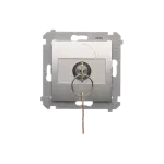 Simon 54 WMDL-0K01xx-043 Łącznik na kluczyk jednobiegunowy (moduł) 2 pozycyjny „0-I” styk N/O, 5 A, 250~. Możliwość wyjęcia klucza w każdej pozycji; srebrny mat