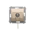 Simon 54 WMDL-0K01xx-044 Łącznik na kluczyk jednobiegunowy (moduł) 2 pozycyjny „0-I” styk N/O, 5 A, 250~. Możliwość wyjęcia klucza w każdej pozycji; złoty mat