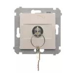 Simon 54 WMDL-0K01Px-011 Łącznik na kluczyk chwilowy – przycisk (moduł) 2 pozycyjny „0-I” styk N/O, 5 A, 250~. Możliwość wyjęcia klucza tylko w pozycji 0; biały