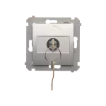 Simon 54 WMDL-0K01Px-043 Łącznik na kluczyk chwilowy – przycisk (moduł) 2 pozycyjny „0-I” styk N/O, 5 A, 250~. Możliwość wyjęcia klucza tylko w pozycji 0; srebrny mat