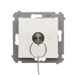 Simon 54 WMDL-0K04xx-011 Łącznik na kluczyk roletowy 1-bieg.(moduł) 3 pozycyjny „I-0-II" 2 styki N/O, 5A, 250~. Możliwość wyjęcia klucza w każdej pozycji; biały