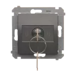 Simon 54 WMDL-0K04xx-048 Łącznik na kluczyk roletowy 1-bieg.(moduł) 3 pozycyjny „I-0-II" 2 styki N/O, 5A, 250~. Możliwość wyjęcia klucza w każdej pozycji; antracyt