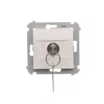 Simon 54 WMDL-0K04Px-011 Łącznik na kluczyk roletowy chwilowy –przycisk (moduł) 3 poz. „I-0-II" 2 styki N/O, 5A, 250~. Możliwość wyjęcia klucza tylko w pozycji 0; biały