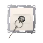 Simon 54 WMDL-0K04Px-041 Łącznik na kluczyk roletowy chwilowy –przycisk (moduł) 3 poz. „I-0-II" 2 styki N/O, 5A, 250~. Możliwość wyjęcia klucza tylko w pozycji 0; kremowy