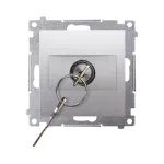 Simon 54 WMDL-0K04Px-043 Łącznik na kluczyk roletowy chwilowy –przycisk (moduł) 3 poz. „I-0-II" 2 styki N/O, 5A, 250~. Możliwość wyjęcia klucza tylko w pozycji 0; srebrny mat