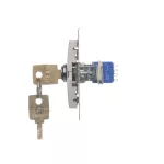 Simon 54 WMDL-0K04Px-043 Łącznik na kluczyk roletowy chwilowy –przycisk (moduł) 3 poz. „I-0-II" 2 styki N/O, 5A, 250~. Możliwość wyjęcia klucza tylko w pozycji 0; srebrny mat