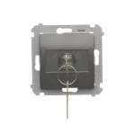 Simon 54 WMDL-0K04Px-048 Łącznik na kluczyk roletowy chwilowy –przycisk (moduł) 3 poz. „I-0-II" 2 styki N/O, 5A, 250~. Możliwość wyjęcia klucza tylko w pozycji 0; antracyt