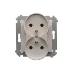 Simon 54 WMDW-00210M-011 Gniazdo wtyczkowe podwójne z uziemieniem z przesłonami (moduł) 16A, 250V~, zaciski śrubowe; biały