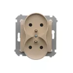 Simon 54 WMDW-00210M-041 Gniazdo wtyczkowe podwójne z uziemieniem z przesłonami (moduł) 16A, 250V~, zaciski śrubowe; kremowy