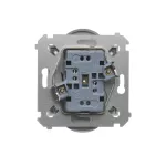 Simon 54 WMDW-00210M-043 Gniazdo wtyczkowe podwójne z uziemieniem z przesłonami (moduł) 16A, 250V~, zaciski śrubowe; srebrny mat