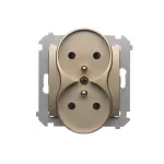 Simon 54 WMDW-00210M-044 Gniazdo wtyczkowe podwójne z uziemieniem z przesłonami (moduł) 16A, 250V~, zaciski śrubowe; złoty mat