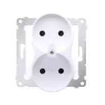 Simon 54 WMDW-00200M-011 Gniazdo wtyczkowe bez uziemienia z przesłonami podwójne (moduł) 16A, 250V~, zaciski śrubowe; biały Do ramek S54 PREMIUM