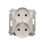 Simon 54 WMDW-00200M-011 Gniazdo wtyczkowe bez uziemienia z przesłonami podwójne (moduł) 16A, 250V~, zaciski śrubowe; biały Do ramek S54 PREMIUM