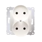 Simon 54 WMDW-00200M-041 Gniazdo wtyczkowe bez uziemienia z przesłonami podwójne (moduł) 16A, 250V~, zaciski śrubowe; kremowy Do ramek S54 PREMIUM
