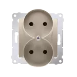 Simon 54 WMDW-00200M-044 Gniazdo wtyczkowe bez uziemienia z przesłonami podwójne (moduł) 16A, 250V~, zaciski śrubowe; złoty mat Do ramek S54 PREMIUM