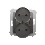 Simon 54 WMDW-00200M-048 Gniazdo wtyczkowe bez uziemienia z przesłonami podwójne (moduł) 16A, 250V~, zaciski śrubowe; antracyt Do ramek S54 PREMIUM