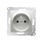 Simon 54 WMDW-0011Sx-043 Gniazdo wtyczkowe z uziemieniem i przesłonami (moduł) 16A, 250V~, szybkozłącza; srebrny mat