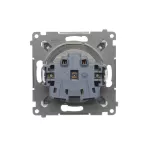 Simon 54 WMDW-0011Sx-043 Gniazdo wtyczkowe z uziemieniem i przesłonami (moduł) 16A, 250V~, szybkozłącza; srebrny mat