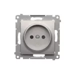 Simon 54 WMDW-00101x-043 Gniazdo wtyczkowe bez uziemienia z przesłonami (moduł) 16A, 250V~, zaciski śrubowe; srebrny mat