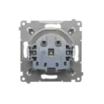 Simon 54 WMDW-00101x-043 Gniazdo wtyczkowe bez uziemienia z przesłonami (moduł) 16A, 250V~, zaciski śrubowe; srebrny mat