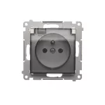 Simon 54 WMDW-53121x-043 Gniazdo wtyczkowe do wersji IP44 bez uszczelki (moduł) 16A, 250V~, zaciski śrubowe, klapka transparentna; srebrny mat Wymagana uszczelka ramki