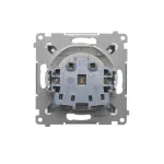 Simon 54 WMDW-53121x-043 Gniazdo wtyczkowe do wersji IP44 bez uszczelki (moduł) 16A, 250V~, zaciski śrubowe, klapka transparentna; srebrny mat Wymagana uszczelka ramki