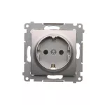 Simon 54 WMDW-03111x-043 Gniazdo Schuko z przesłonami (moduł) 16A, 250V~, zaciski śrubowe; srebrny mat