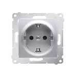 Simon 54 WMDW-0311Sx-043 Gniazdo Schuko z przesłonami (moduł) 16A, 250V~, szybkozłącza; srebrny mat