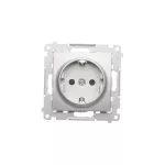 Simon 54 WMDW-0311Sx-043 Gniazdo Schuko z przesłonami (moduł) 16A, 250V~, szybkozłącza; srebrny mat