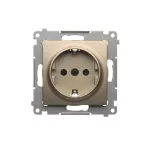 Simon 54 WMDW-0311Sx-044 Gniazdo Schuko z przesłonami (moduł) 16A, 250V~, szybkozłącza; złoty mat
