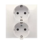 Simon 54 WMDW-12211N-041 Gniazdo Schuko z przesłonami podwójne 16A, 250V~, zaciski śrubowe; kremowy