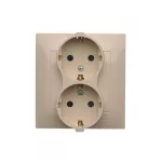 Simon 54 WMDW-12211N-041 Gniazdo Schuko z przesłonami podwójne 16A, 250V~, zaciski śrubowe; kremowy