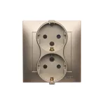 Simon 54 WMDW-12211N-044 Gniazdo Schuko z przesłonami podwójne 16A, 250V~, zaciski śrubowe; złoty mat