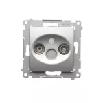 Simon 54 WMDA-02100x-043 Gniazdo antenowe R-TV przelotowe (moduł), tłumienie TV i R 10 dB; srebrny mat