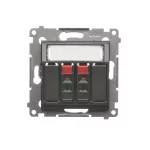 Simon 54 WMDG-02000x-048 Gniazdo głośnikowe 2-krotne z polem opisowym (moduł). Przekrój przewodów dla wejścia i wyjścia 2,5 mm2; antracyt