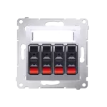 Simon 54 WMDG-04000x-043 Gniazdo głośnikowe 4-krotne z polem opisowym (moduł). Przekrój przewodów dla wejścia i wyjścia 2,5 mm2; srebrny mat