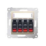 Simon 54 WMDG-04000x-044 Gniazdo głośnikowe 4-krotne z polem opisowym (moduł). Przekrój przewodów dla wejścia i wyjścia 2,5 mm2; złoty mat