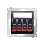 Simon 54 WMDG-04000x-048 Gniazdo głośnikowe 4-krotne z polem opisowym (moduł). Przekrój przewodów dla wejścia i wyjścia 2,5 mm2; antracyt