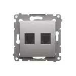 Simon 54 WMDT-0020xx-043 Gniazdo telefoniczne podwójne RJ12 (moduł); srebrny mat