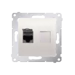 Simon 54 WMDK-0630xx-041 Gniazdo komputerowe pojedyncze RJ45 kategoria 6, ekranowane z przesłoną przeciwkurzową (moduł); kremowy