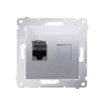 Simon 54 WMDK-0630xx-043 Gniazdo komputerowe pojedyncze RJ45 kategoria 6, ekranowane z przesłoną przeciwkurzową (moduł); srebrny mat