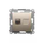 Simon 54 WMDK-0630xx-044 Gniazdo komputerowe pojedyncze RJ45 kategoria 6, ekranowane z przesłoną przeciwkurzową (moduł); złoty mat